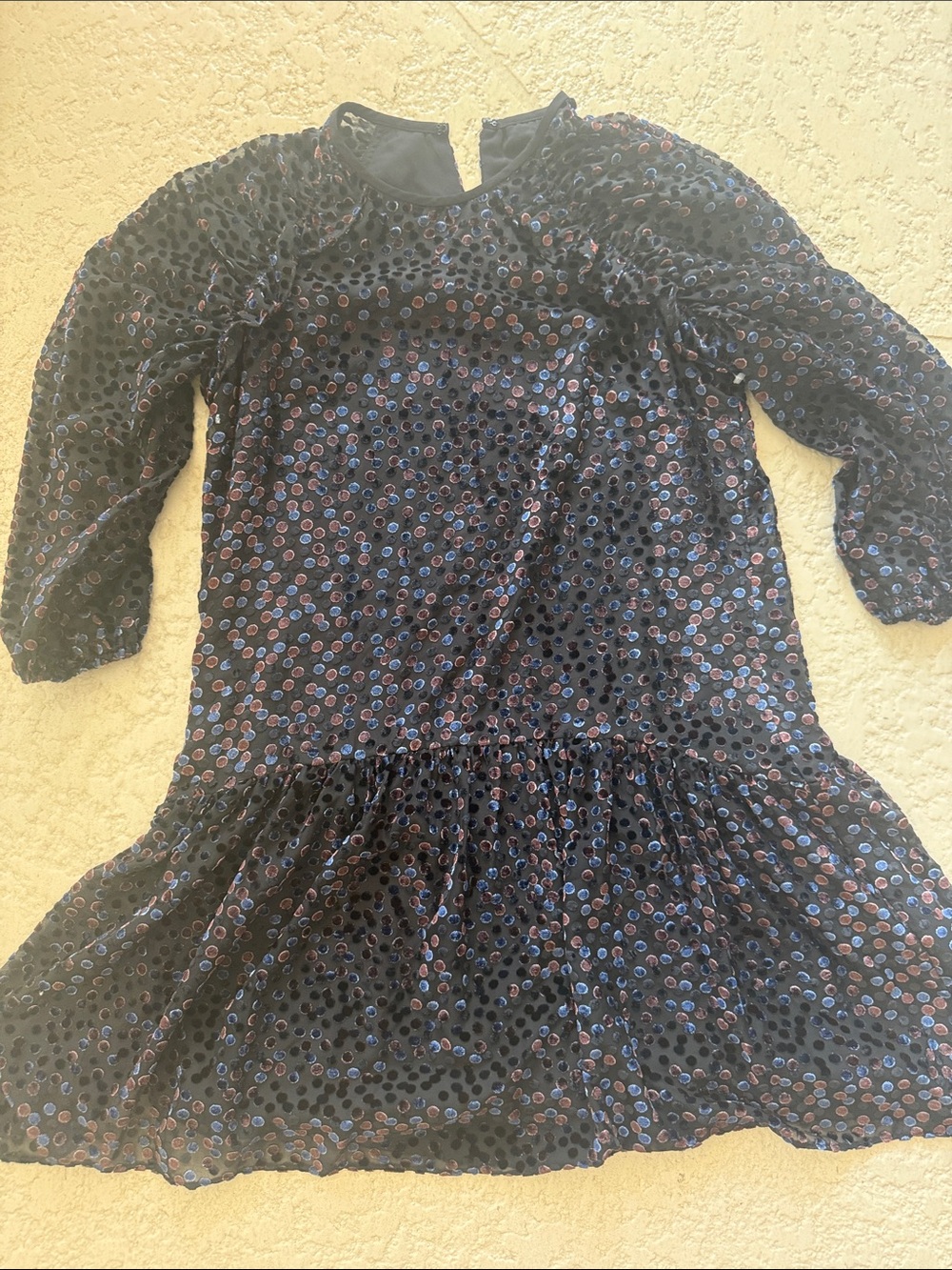 Shoshanna Navy Black Polka Dot Drop-Waist Dress